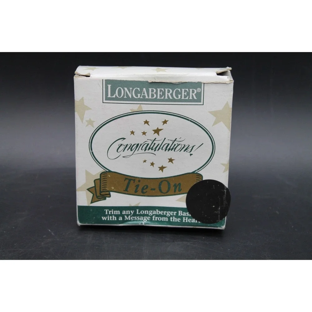 Longaberger Tie On Congratulations 1994 Original Box One Green Ribbon Basket